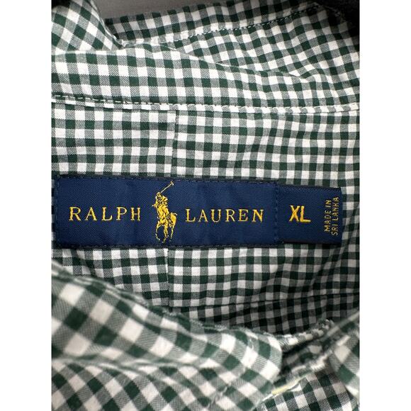Vintage Ralph Lauren Shirt Mens XL Green Check Plaid Button Down Pony Cotton - Picture 2 of 9
